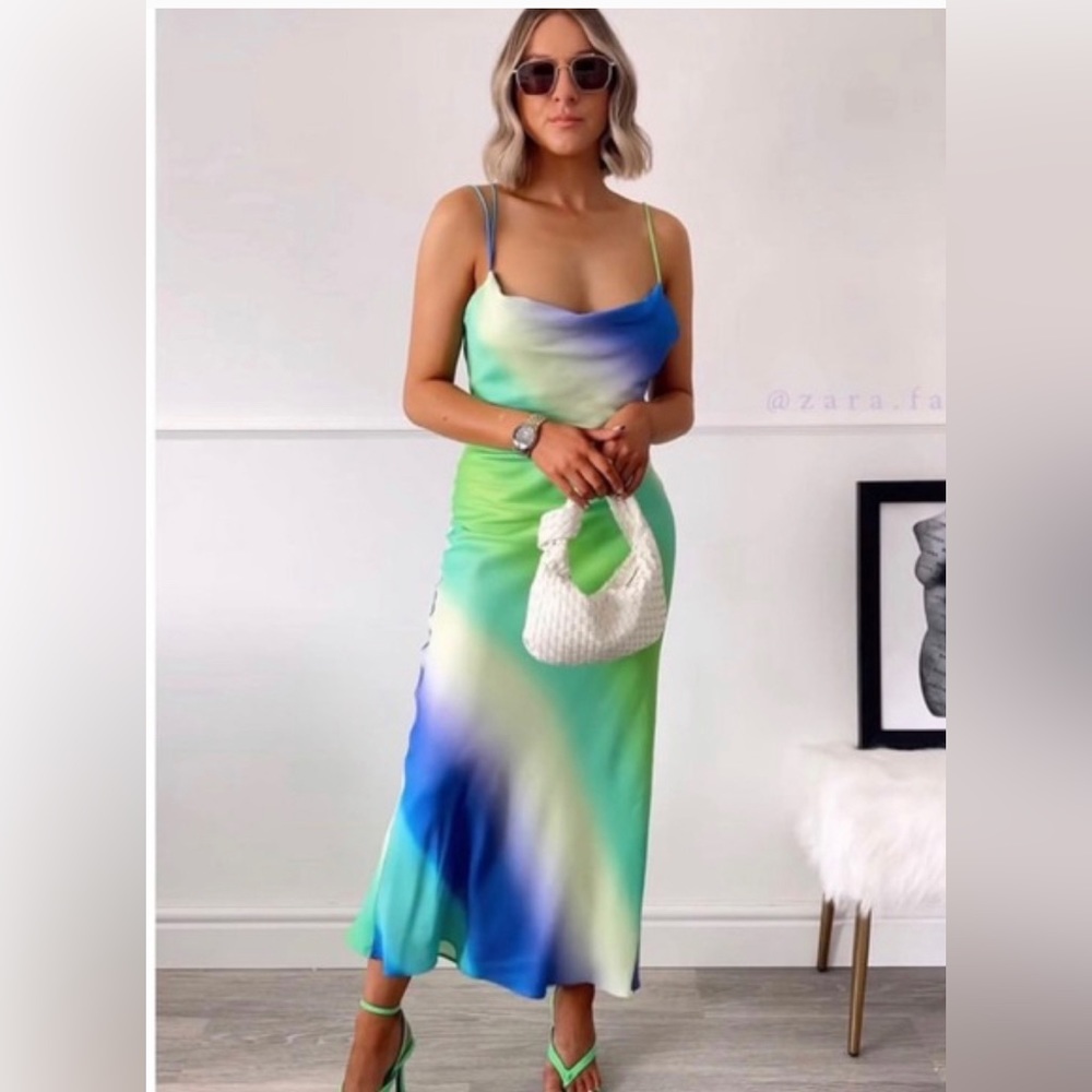 Satin zara tie dye dress size medium